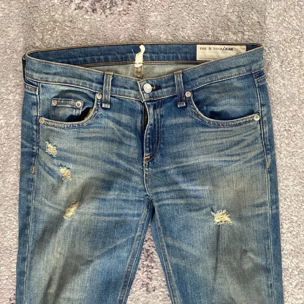 rag & bone Women's the Dre Armitage Acid Wash Mid Rise Denim Jeans Distressed 26 - Picture 2 of 7